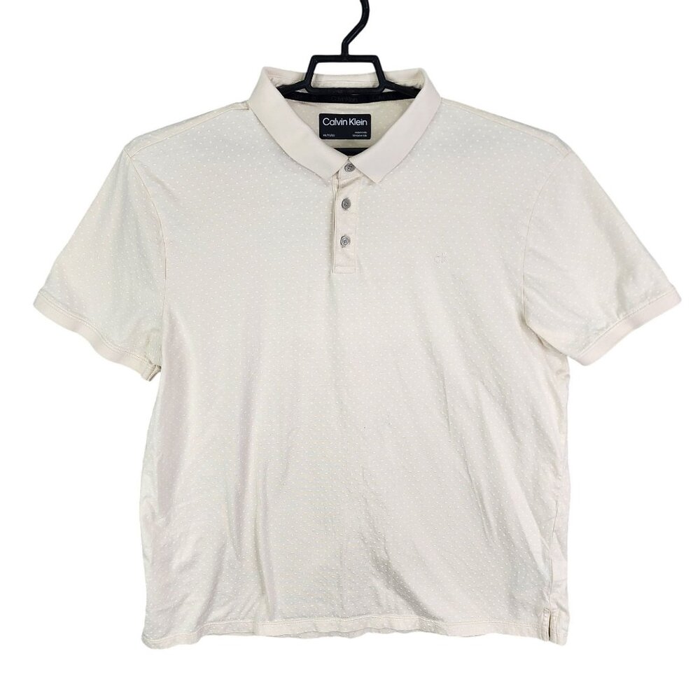 Mens Cream Calvin Klein Polo Shirt 100% Cotton Short Sleeve Casual Size XXL